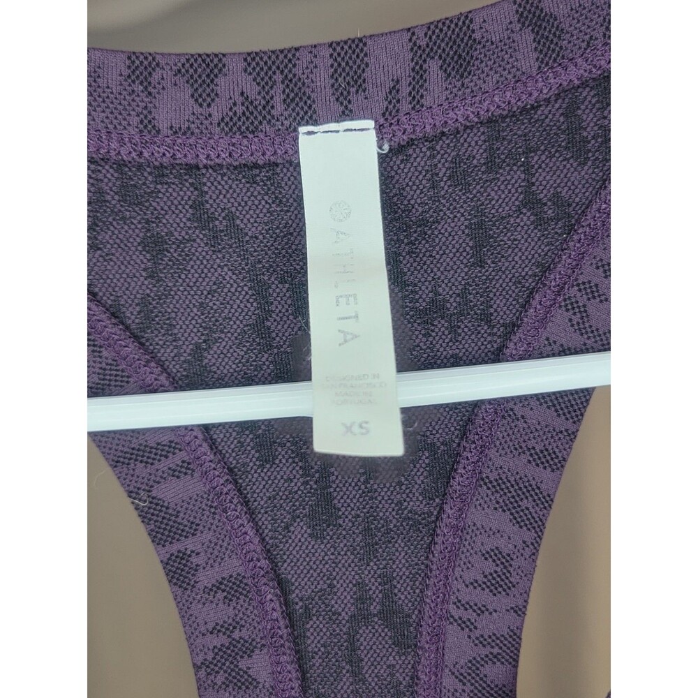 Athleta Momentum Womens XS racer back Tank Purple Black Yoga Gym Longer Style - Picture 3 of 10